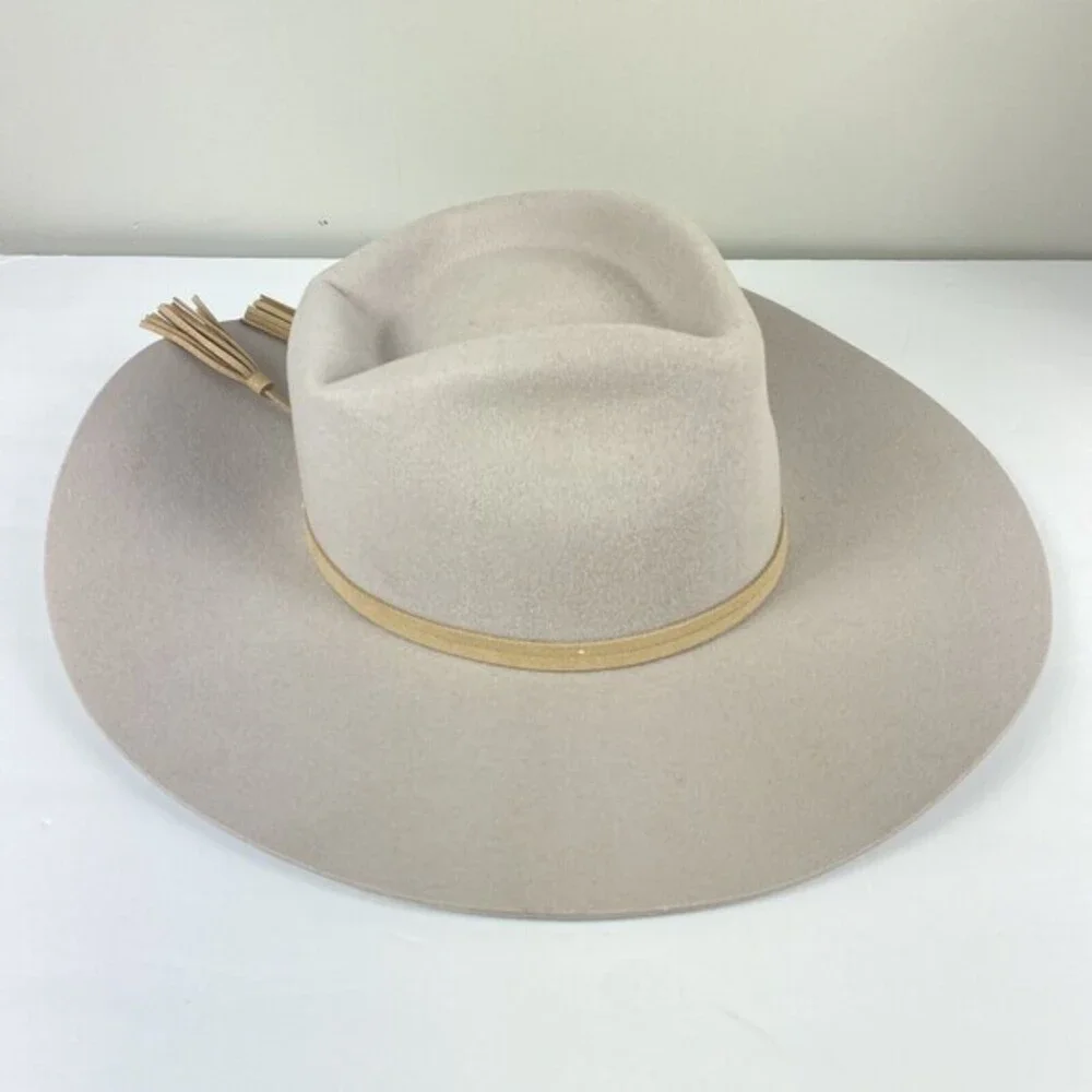 San‎ Diego Hat Company Wool Fedora Hat Gray Tassel Hard Shell Boho Western